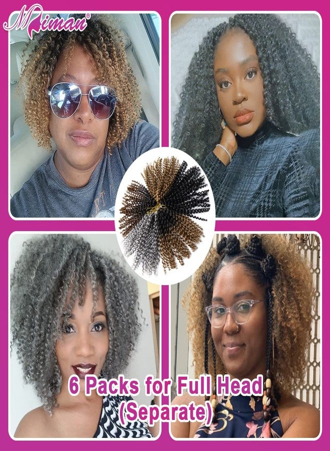 MIMAN 6 Packs 8 Inch Short Passion Twist Crochet Hair Braids Synthetic Kinky Curly Marlybob Jerry Curl Crochet Hair Extentions for Black Women DIY Afro Bun Braided Ponytail Hairstyle Black to Blonde - Image 5