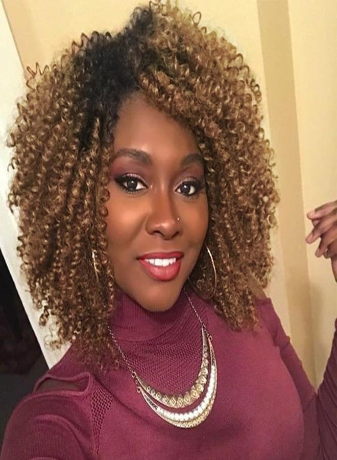 MIMAN 6 Packs 8 Inch Short Passion Twist Crochet Hair Braids Synthetic Kinky Curly Marlybob Jerry Curl Crochet Hair Extentions for Black Women DIY Afro Bun Braided Ponytail Hairstyle Black to Blonde - Image 1