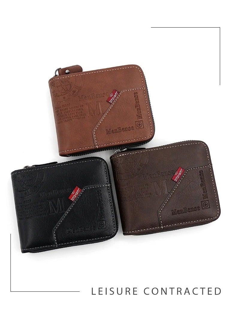 Mens Zipper Wallet Leather Card Wallet  - Image 4