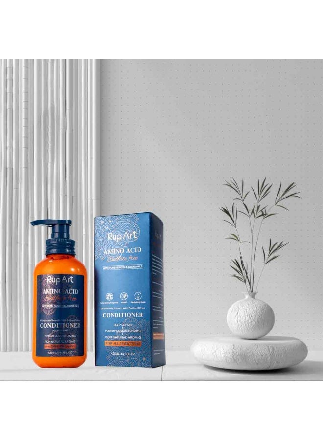 Rup Art Nourishing Conditioner It Closes The Cuticles Locks In Moisture And Leaves Your Hair Tanglefree And Silky Smooth Enriched With Jojoba Oil Amino Acids And Pure Keratin Enjoy A Professional Spa Treatment At Home Sulfatefree Long Lasting Fragrance 425 ml - Image 3