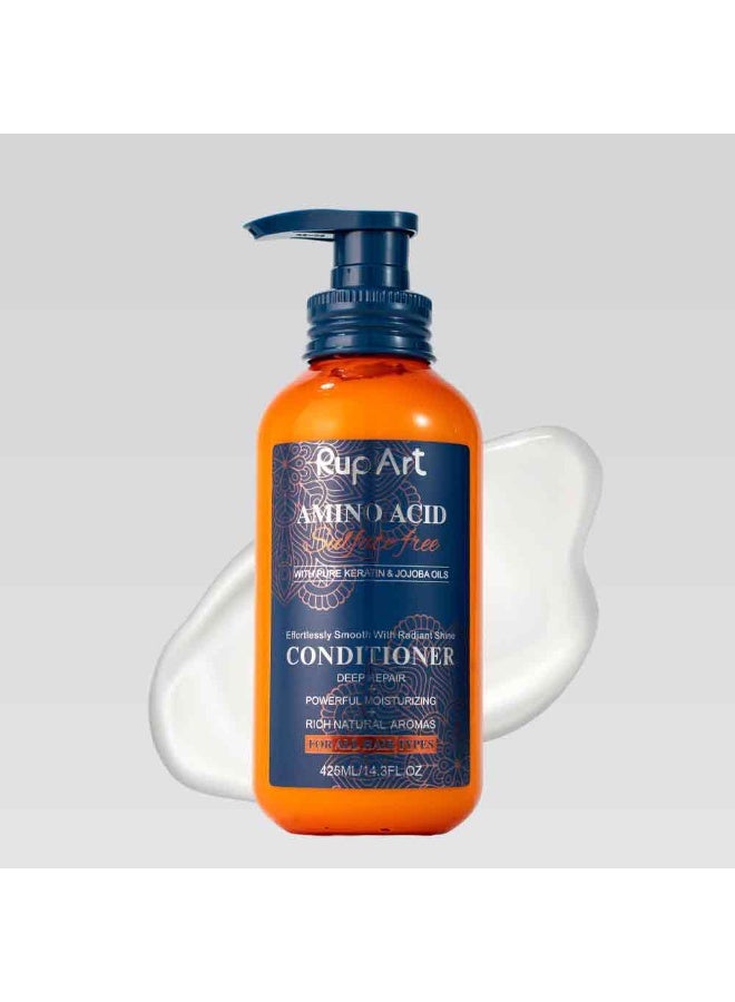 Rup Art Nourishing Conditioner It Closes The Cuticles Locks In Moisture And Leaves Your Hair Tanglefree And Silky Smooth Enriched With Jojoba Oil Amino Acids And Pure Keratin Enjoy A Professional Spa Treatment At Home Sulfatefree Long Lasting Fragrance 425 ml - Image 4