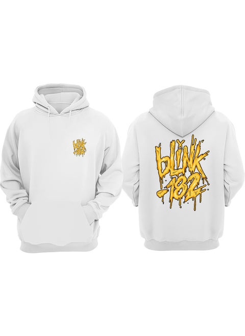 Unisex Blink 182 Design Front Back Printed Regular Fit White Sweatshirt