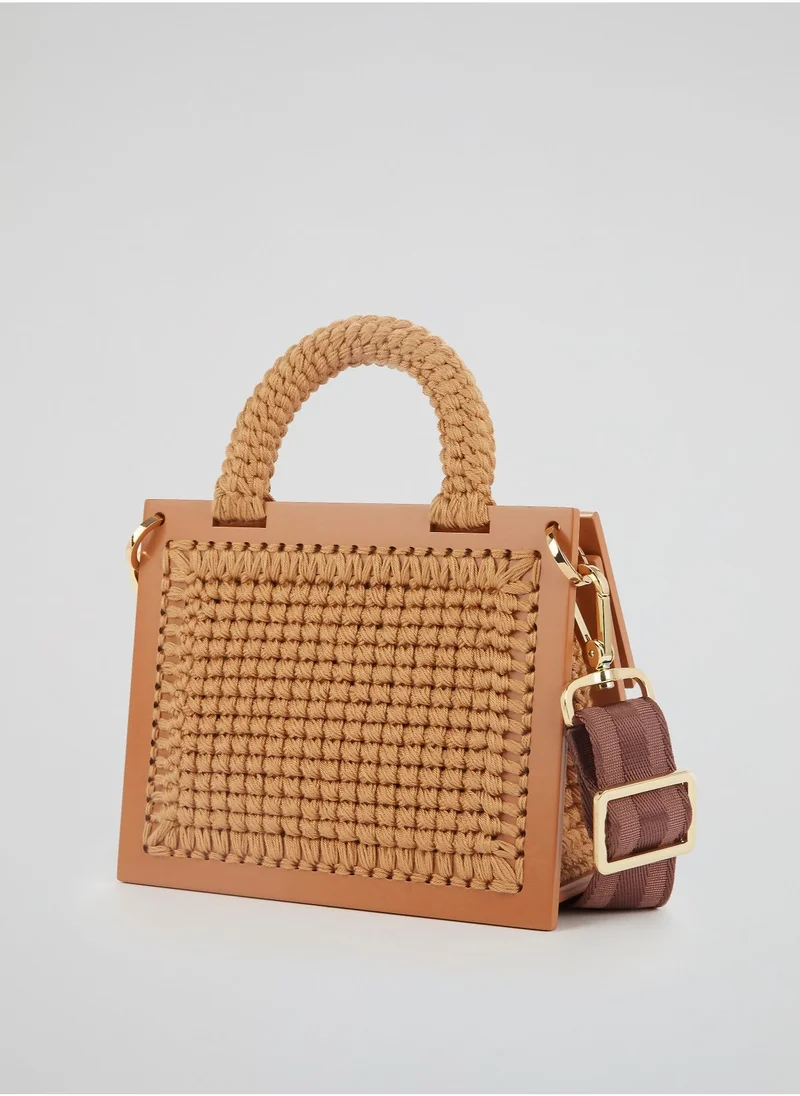 0711 Tbilisi Brown Copa Pearl Embellished Tassel Purse