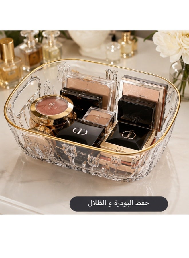 منظم أكريليك شفاف كبير متعدد الاستخدامات مقاس 38 × 25 × 10 سم – صندوق تخزين وتنظيم مستحضرات التجميل والعناية بالبشرة وأحمر الشفاه وفرش المكياج والإكسسوارات ومستلزمات الحمام، منظم طاولة الزينة والمكتب والكونترتوب والأرفف، تصميم مستطيل واسع وموفر للمساحة وسهل التنظيف - Image 4
