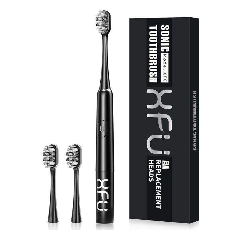 Seago Sonic Electric Battery Toothbrush for Adults and Kids, 3 Brush Heads, with 2 Modes and Waterproof IPX7, Bulid in 2 Mins Timer 24,000 VPM (Black) - Image 1