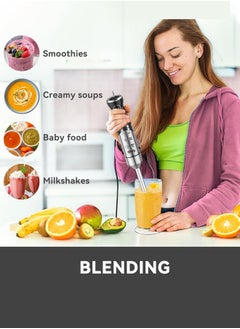 DSP Hand Blender,4 in 1 Immersion Blender ,800W Hand Mixer Stick, BPA-Free Handheld Blender 304 Stainless, Mixing Beaker, Chopper, Whisk, Ideal for Soup, Smoothies, Baby Food, Sauce,KM1152,Black  - Image 3