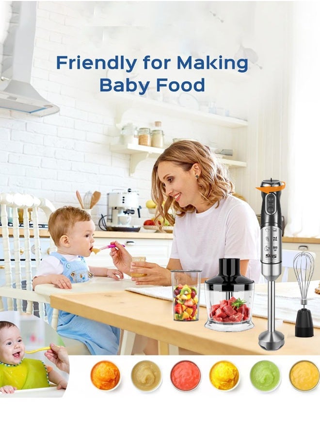 DSP Hand Blender,4 in 1 Immersion Blender ,800W Hand Mixer Stick, BPA-Free Handheld Blender 304 Stainless, Mixing Beaker, Chopper, Whisk, Ideal for Soup, Smoothies, Baby Food, Sauce,KM1152,Black  - Image 2