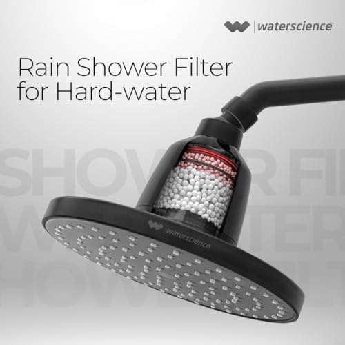 Waterscience Cleo Rain Shower Filter For Hard Water With Shower Arm | 8 Inch Matte Black Shower Head | Water Softener For Bathroom - Abs - Image 2