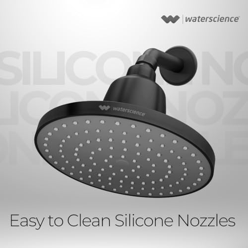 Waterscience Cleo Rain Shower Filter For Hard Water With Shower Arm | 8 Inch Matte Black Shower Head | Water Softener For Bathroom - Abs - Image 5