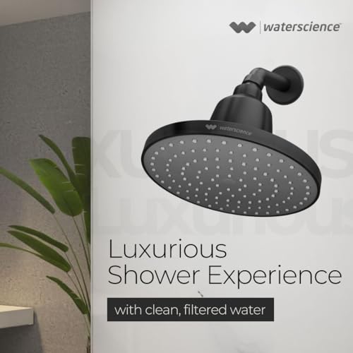 Waterscience Cleo Rain Shower Filter For Hard Water With Shower Arm | 8 Inch Matte Black Shower Head | Water Softener For Bathroom - Abs - Image 4