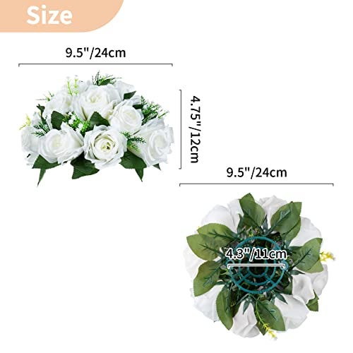 NUPTIO Pcs of 2 Fake Flower Ball Arrangement Bouquet,15 Heads Plastic Roses with Base, Suitable for Our Store's Wedding Centerpiece Flower Rack for Parties Valentine's Day Home Décor - Image 5