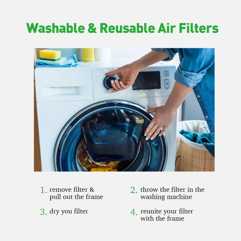 Reair 20x20x1 Air filter, Washable and Reusable Air Filter 20x20x1 for AC HVAC Furnace, MERV 8 Air Filters Machine Washable & Dryer Friendly, AC Furnace Air Filter - Image 4