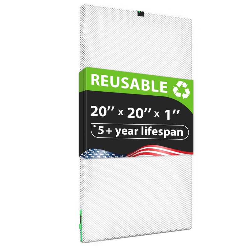 Reair 20x20x1 Air filter, Washable and Reusable Air Filter 20x20x1 for AC HVAC Furnace, MERV 8 Air Filters Machine Washable & Dryer Friendly, AC Furnace Air Filter - Image 1