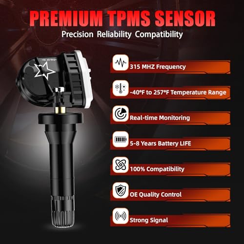 Cangecit Pre-Programmed 315Mhz TPMS, Tire Pressure Sensor Fit for Chevy Silverado(2007-2019)/Equinox(2007-2022), Cadillac Escalade (2007-2020), GMC Terrain(2010-2020)/Sierra(2007-2019) (4PCS) - Image 4