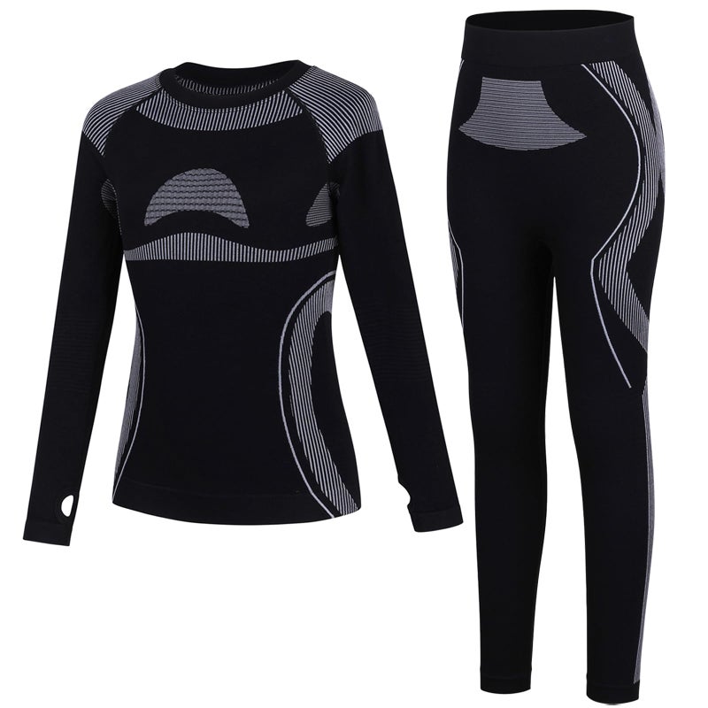 beautyin Kids Seamless Thermal Underwear Set Winter Base Layer Long johns Thermals for Kids Black/Grey - Image 1
