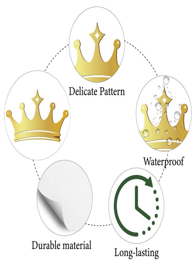 CREATCABIN 128Pcs Crown Planner Stickers Gold Crowns Helmet Sticker Decals Self-Adhesive Waterproof Sticker Round Dot Cartoon Decal Bulk Tags for Scrapbooking Craft Calendar Water Bottles Laptop 2.5cm - Image 3