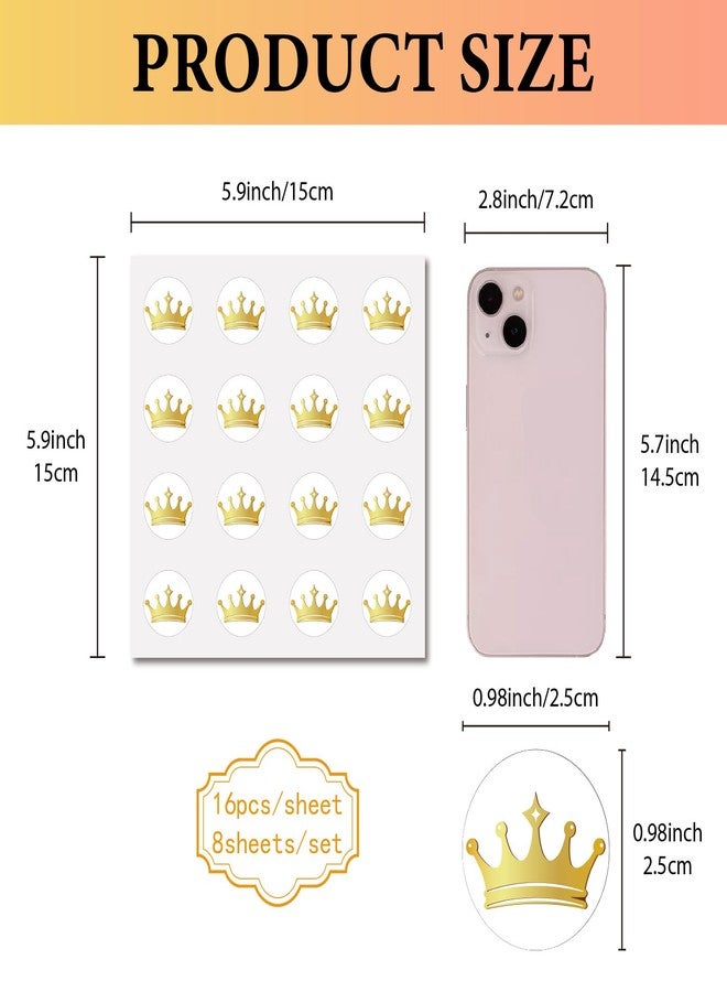 CREATCABIN 128Pcs Crown Planner Stickers Gold Crowns Helmet Sticker Decals Self-Adhesive Waterproof Sticker Round Dot Cartoon Decal Bulk Tags for Scrapbooking Craft Calendar Water Bottles Laptop 2.5cm - Image 2