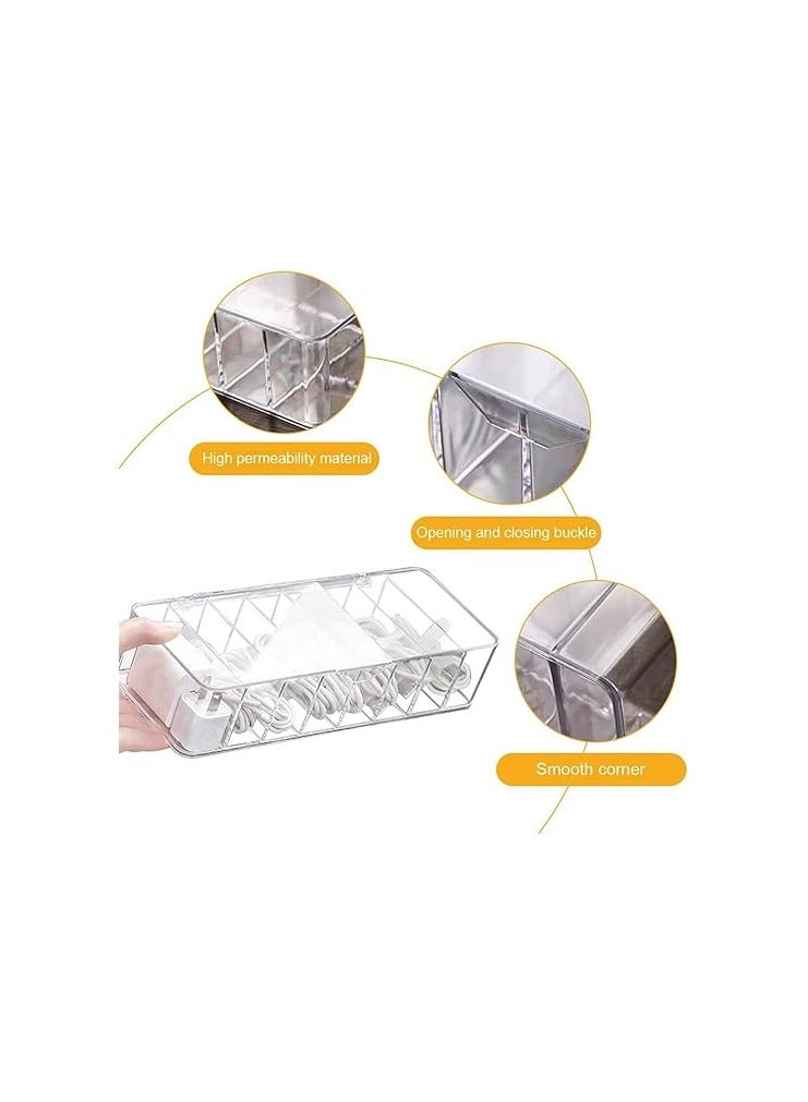 PROMASS Plastic cable management box with 10 wire ties, clear power cord organizer with 8 - Image 2