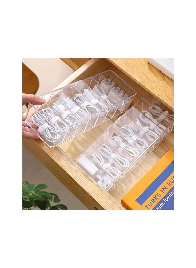 PROMASS Plastic cable management box with 10 wire ties, clear power cord organizer with 8 - Image 3