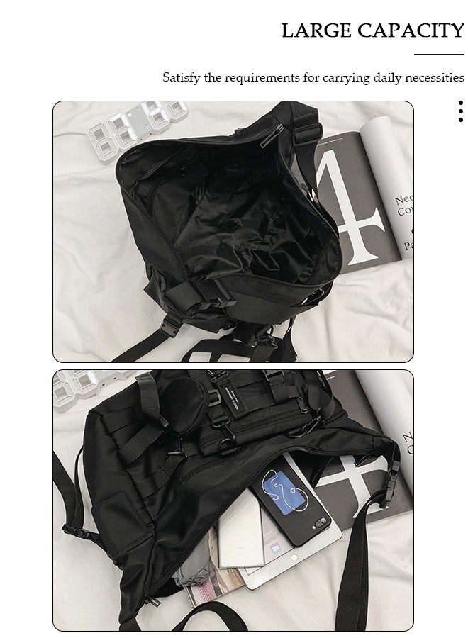 DUNISO Crossbody Bag for Men and Women Water Resistant Laptop Bag Casual Satchel Bags for Men Large School Computer Bag Travel Office Work Briefcase Fashion Messenger Shoulder Handbag, Black - Image 4