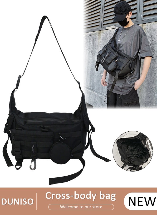 DUNISO Crossbody Bag for Men and Women Water Resistant Laptop Bag Casual Satchel Bags for Men Large School Computer Bag Travel Office Work Briefcase Fashion Messenger Shoulder Handbag, Black - Image 1