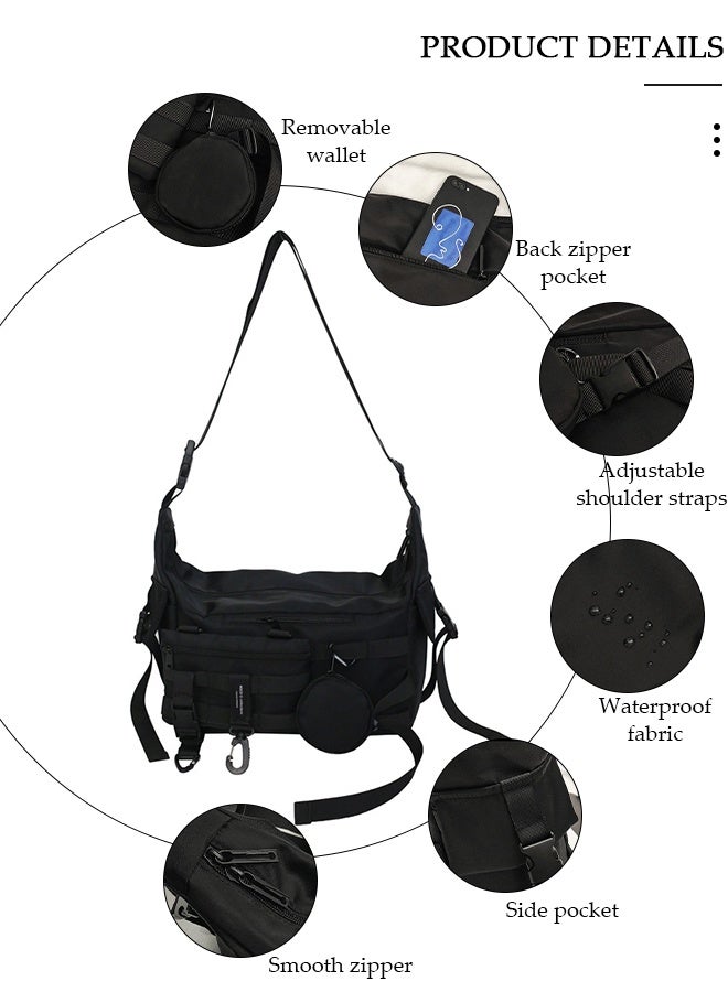 DUNISO Crossbody Bag for Men and Women Water Resistant Laptop Bag Casual Satchel Bags for Men Large School Computer Bag Travel Office Work Briefcase Fashion Messenger Shoulder Handbag, Black - Image 3