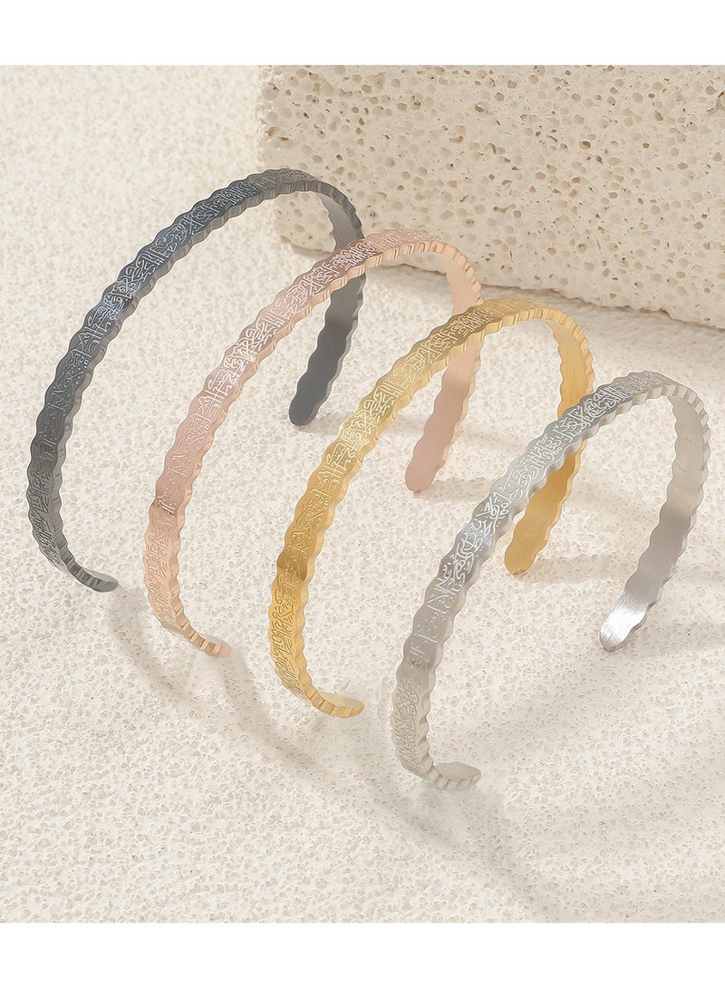 Mark Fairwhale Vintage Stainless Steel Carved C-Shaped Open Men's And Women's Bracelet  - Image 2
