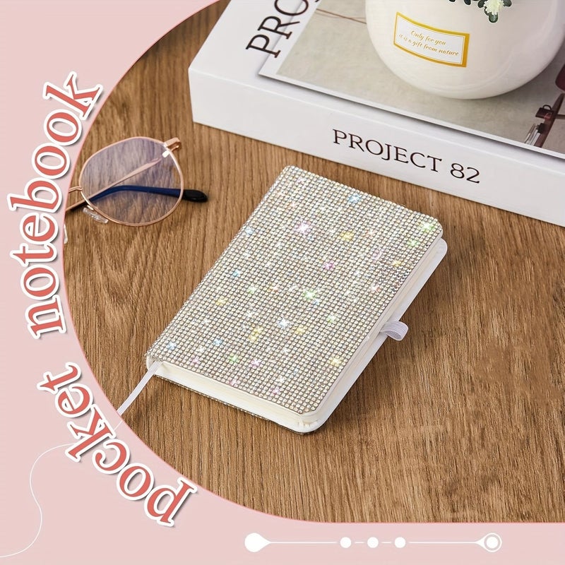 مذكرة AB Color Sparkling Rhinestone بتصميم A6، ورق لامع مع غلاف صلب لامع يحتوي على أحجار كريمة متعددة الألوان - Image 4