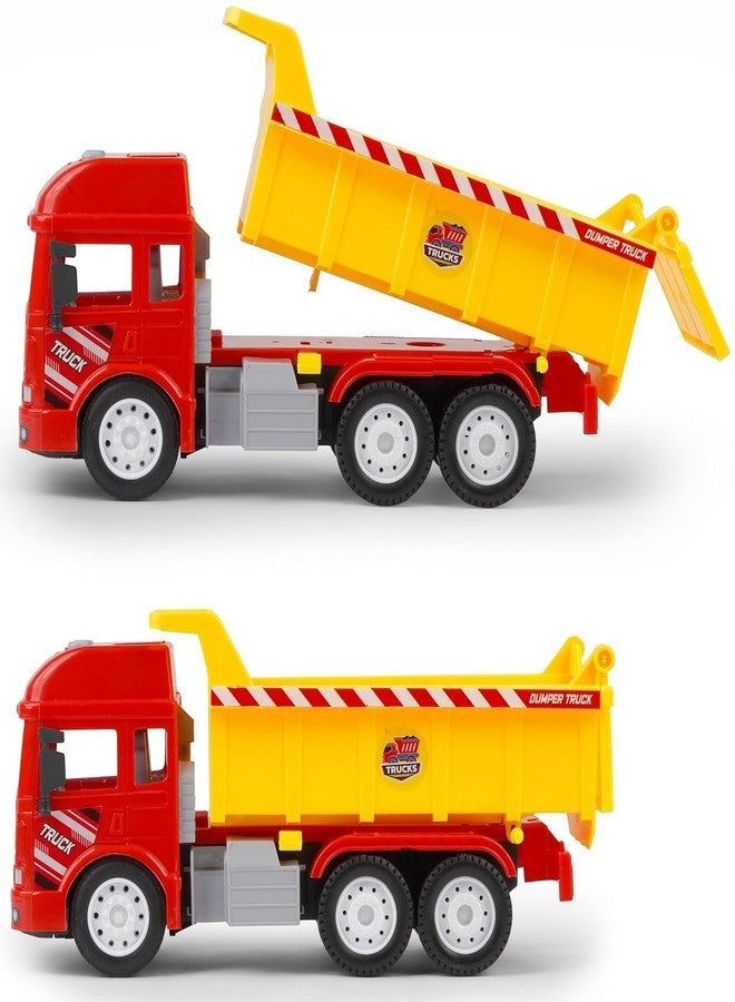 Space Enterprises Friction Powered Dump Truck Lift Up The Bucket with Lights and Sounds Push and Go Dumper Construction Toy for Boys and Girls - Image 3