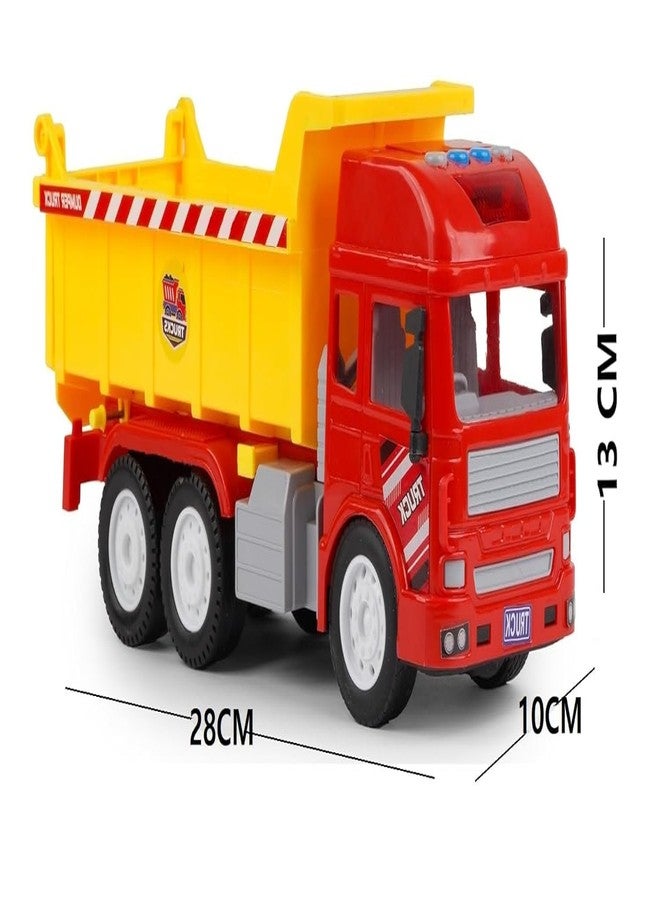 Space Enterprises Friction Powered Dump Truck Lift Up The Bucket with Lights and Sounds Push and Go Dumper Construction Toy for Boys and Girls - Image 2