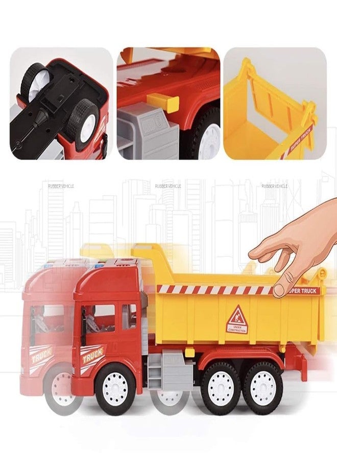 Space Enterprises Friction Powered Dump Truck Lift Up The Bucket with Lights and Sounds Push and Go Dumper Construction Toy for Boys and Girls - Image 5