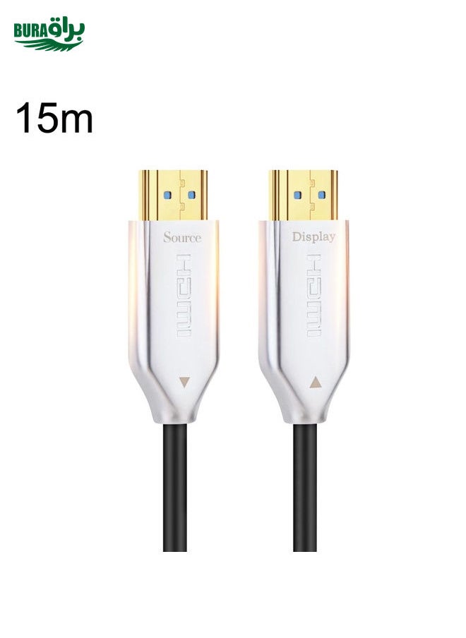 BURAQ - 2.0 Version HDMI Fiber Optical Line 4K Ultra High Clear Line Monitor Connecting Cable, Length: 15m(White) - Image 1