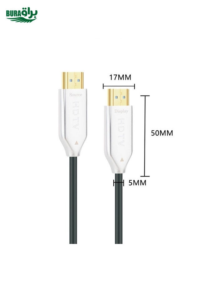 BURAQ - 2.0 Version HDMI Fiber Optical Line 4K Ultra High Clear Line Monitor Connecting Cable, Length: 15m(White) - Image 1