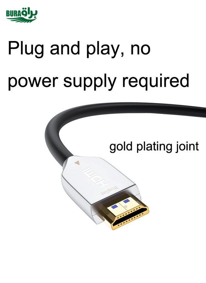 BURAQ - 2.0 Version HDMI Fiber Optical Line 4K Ultra High Clear Line Monitor Connecting Cable, Length: 15m(White) - Image 1