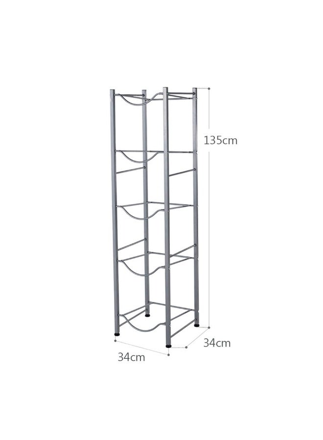 حامل تخزين زجاجات المياه حامل تخزين زجاجات المياه 5 طبقات حامل تخزين زجاجات المياه 5 جالون زجاجة مياه حامل زجاجات المياه شديد التحمل للمطبخ والمكتب سهل التجميع (5 طبقات) - Image 2