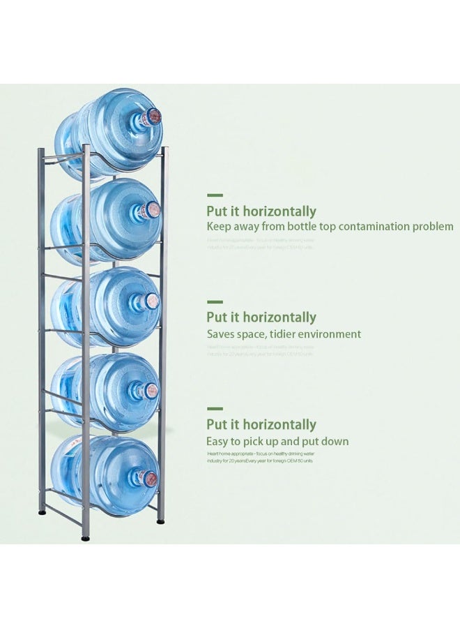 حامل تخزين زجاجات المياه حامل تخزين زجاجات المياه 5 طبقات حامل تخزين زجاجات المياه 5 جالون زجاجة مياه حامل زجاجات المياه شديد التحمل للمطبخ والمكتب سهل التجميع (5 طبقات) - Image 4