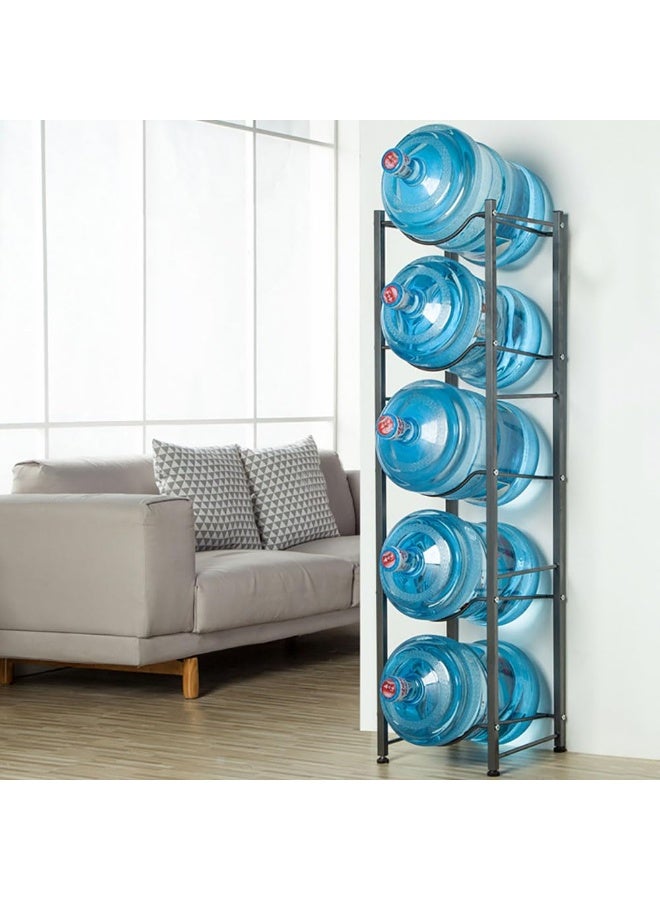 حامل تخزين زجاجات المياه حامل تخزين زجاجات المياه 5 طبقات حامل تخزين زجاجات المياه 5 جالون زجاجة مياه حامل زجاجات المياه شديد التحمل للمطبخ والمكتب سهل التجميع (5 طبقات) - Image 3