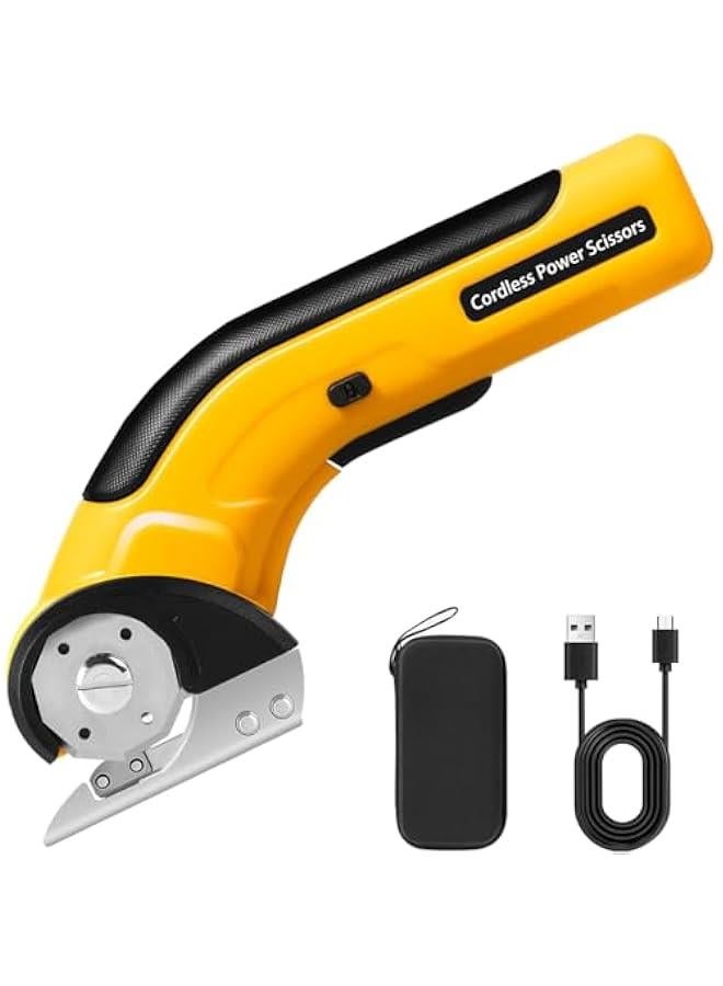 Arabest Cordless Electric Scissors,4.2V Rechargeable Cardboard Box Cutter,Power Rotary Cutter,Powerful Fabric Scissors with Storage Box for Carpet Leather Plastic Packages - Image 1