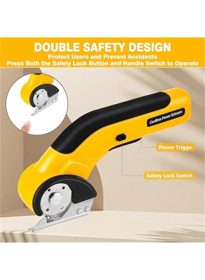 Arabest Cordless Electric Scissors,4.2V Rechargeable Cardboard Box Cutter,Power Rotary Cutter,Powerful Fabric Scissors with Storage Box for Carpet Leather Plastic Packages - Image 3