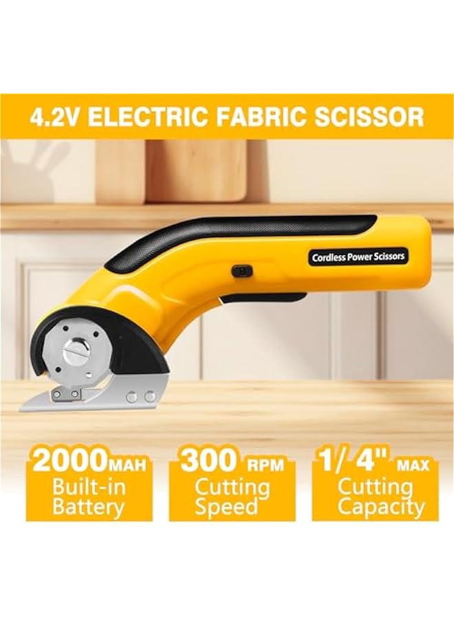 Arabest Cordless Electric Scissors,4.2V Rechargeable Cardboard Box Cutter,Power Rotary Cutter,Powerful Fabric Scissors with Storage Box for Carpet Leather Plastic Packages - Image 2