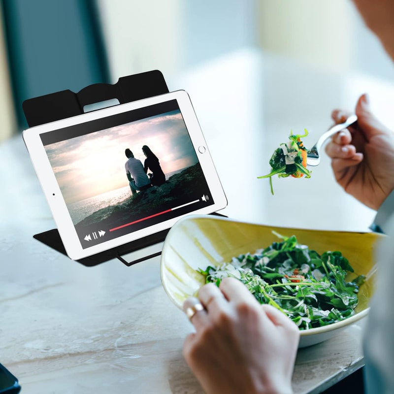 MSDADA حامل كتب مكتبي معدني قابل للتعديل 1PC لحفظ الكتب والمستندات وكتب الطبخ محمول وقوي مع مشابك صفحات (أسود) - Image 2