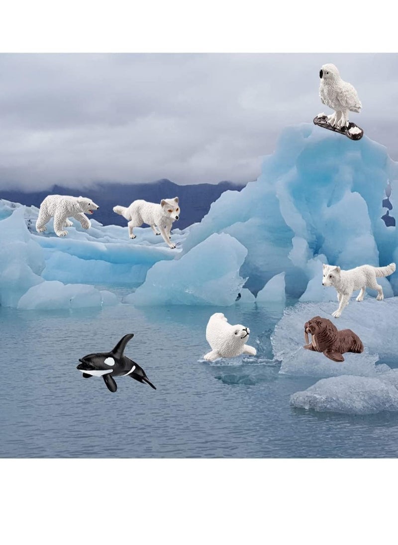 RAHAYM 10PCS Realistic Polar Animals Figurines Toy Mini Arctic Animals Toys Set 1-2 Inch Plastic Arctic Tundra Deer Toy Animal Small White Bear Arctic Fox Kids Diorama Birthday Gift  - Image 5