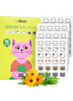 LitBear Acne Patch Pimple Patch Cat Shaped Acne Absorbing Cover Patch Hydrocolloid Acne Patches For Face Zit Patch Acne Dots Tea Tree Oil  Salicylic Acid 96 Patches 12mm