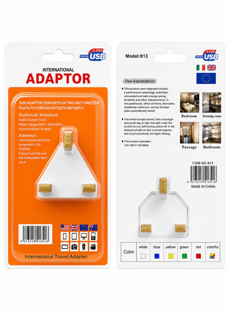 International Universal Travel Adapter with Dual USB Ports + Saffron 1W LED Energy Saving Night Light Combo | Universal Multi Plug Adapter 110-250V | Home, Office & Travel - Image 3