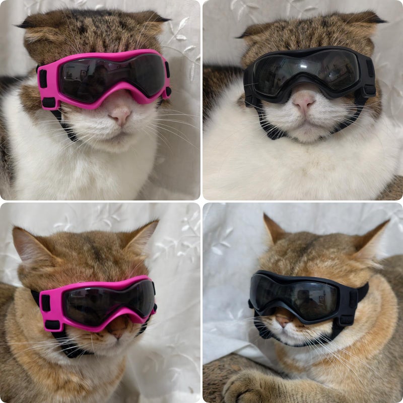 PETLESO Dog Goggles Small Breed, XS Dog Sunglasses Chihuahua Glasses Anti-UV Eyes Protection for XSmall Pets Tiny Dogs Cats, Pink XS - Image 2