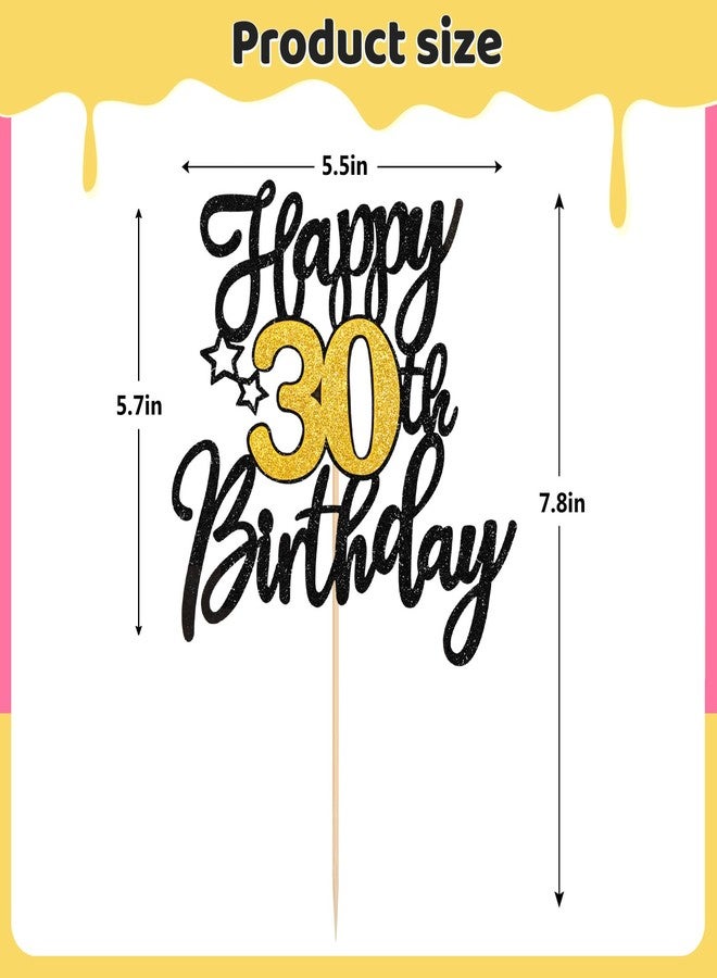 iefoah 1pc Happy 30th Birthday Cake Topper, Birthday Cake Decoration Supplies - Image 2