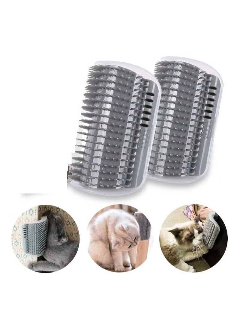 FASHION Cat Corner Brush, 2 Pack Cat Self Groomer Wall Corner Brushes for Indoor Cats, Soft Pet Self Grooming Brushes Corner Scratcher Massage Combs for Long & Short Fur Cats Dogs Kitten Puppy  - Image 1