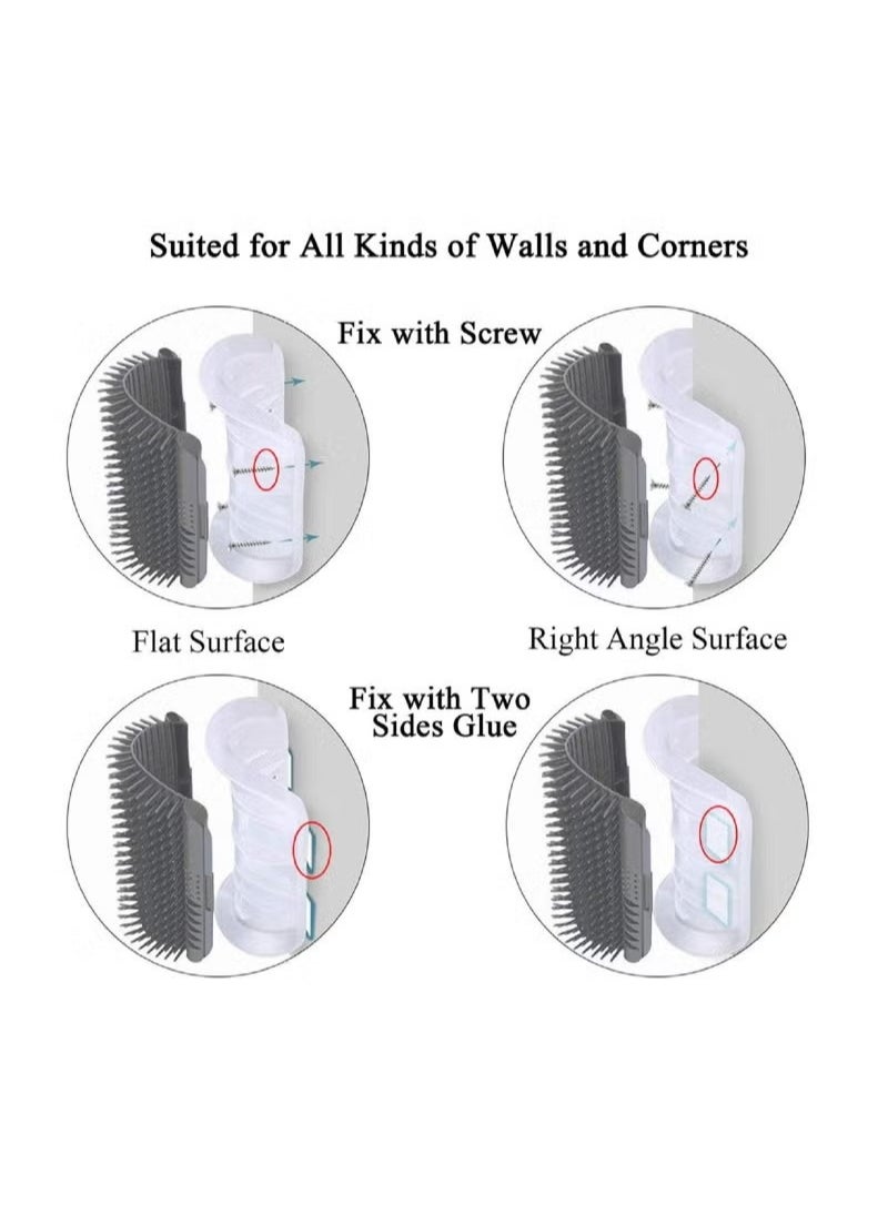 FASHION Cat Corner Brush, 2 Pack Cat Self Groomer Wall Corner Brushes for Indoor Cats, Soft Pet Self Grooming Brushes Corner Scratcher Massage Combs for Long & Short Fur Cats Dogs Kitten Puppy  - Image 3