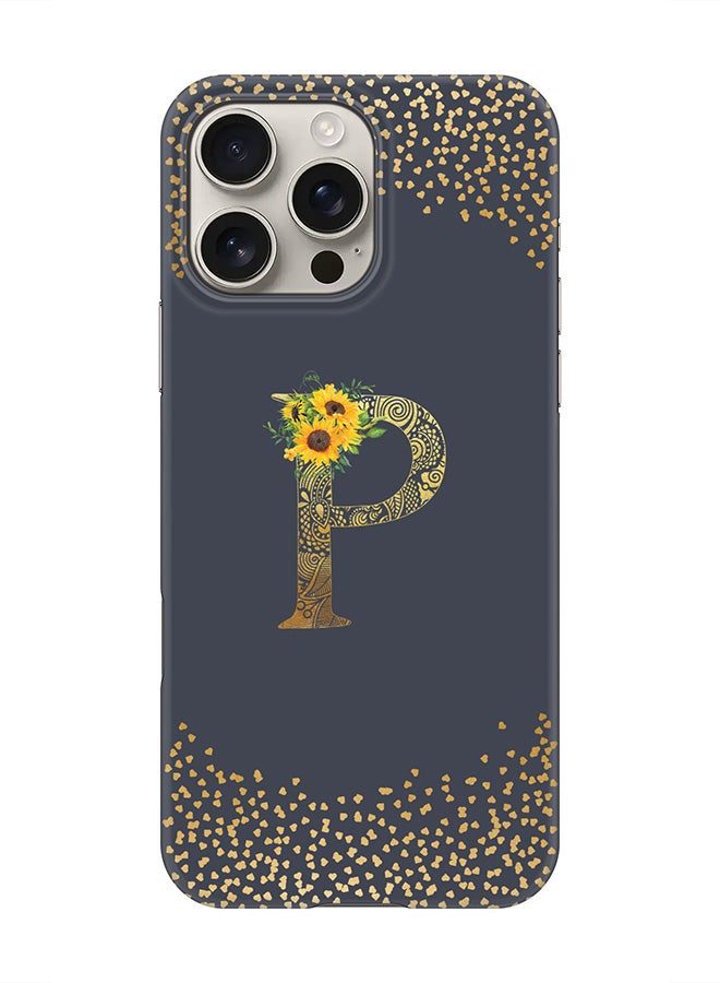 Stylizedd For iPhone 16 Pro Max,Case, [Compatible with MagSafe] Magnetic cover Slim fit Protection Matte, - Custom Floral Monogram - P  (Grey ) - Image 1