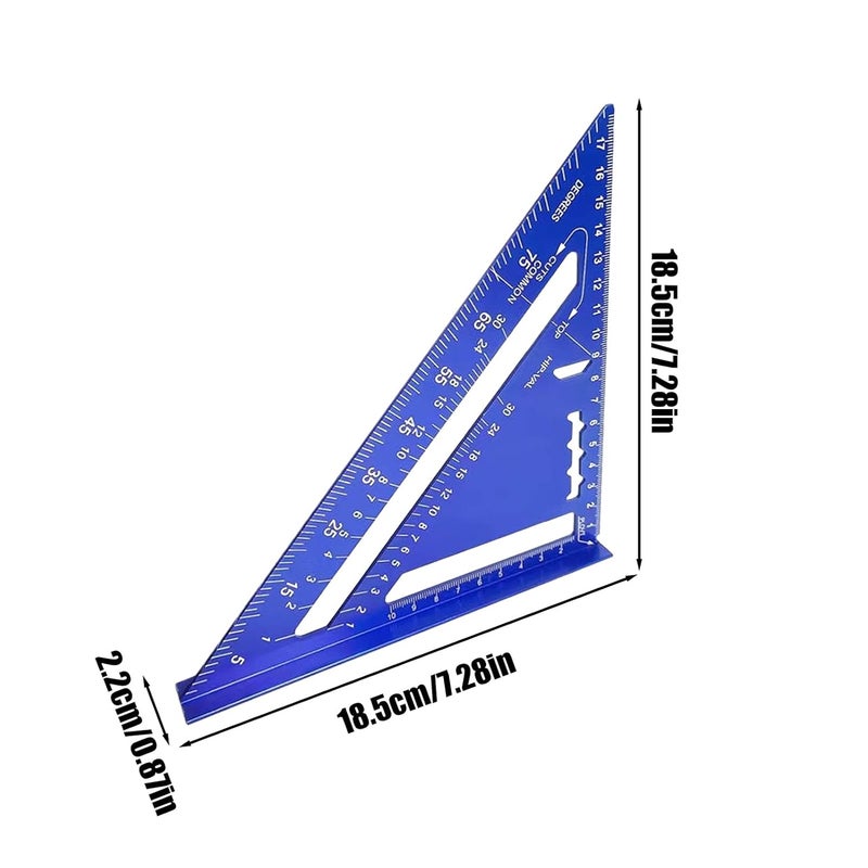 Blue Triangle Ruler 7 28 Inches Carpenters Square Metric Metal Protractor for Drafting Engineering Woodworking - Image 4